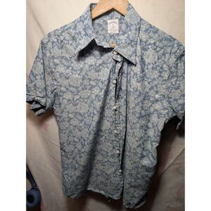 Brooks Brothers 1818 Regent Fit Button Up Shirt Blue Paisley Floral Size Medium